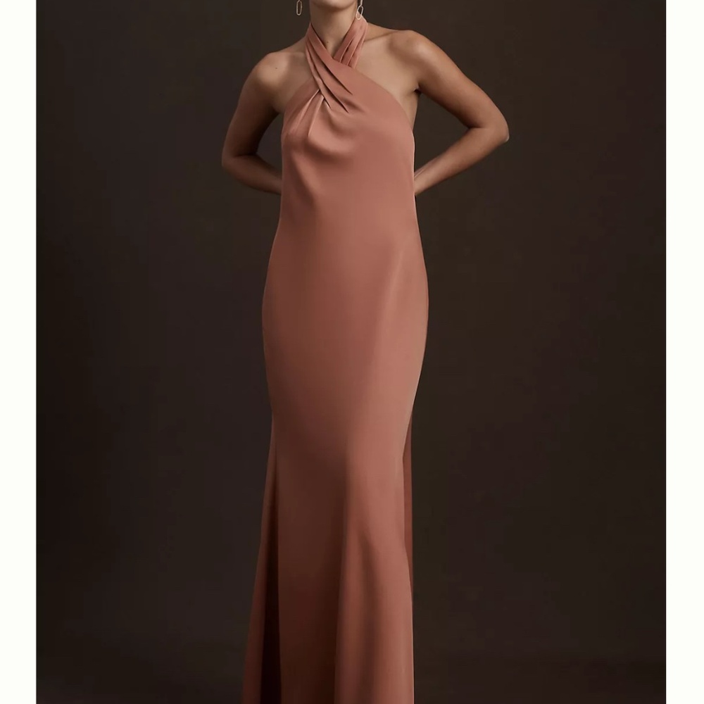 BHLDN by Anthropologie Ruby Twist Halter Satin Gown
